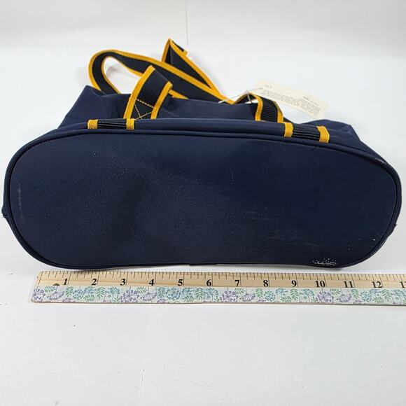 Liz Claiborne Nautical Tote Travel Bag Duffle Anchor Small Nylon Blue Yellow 90s - Picture 12 of 16
